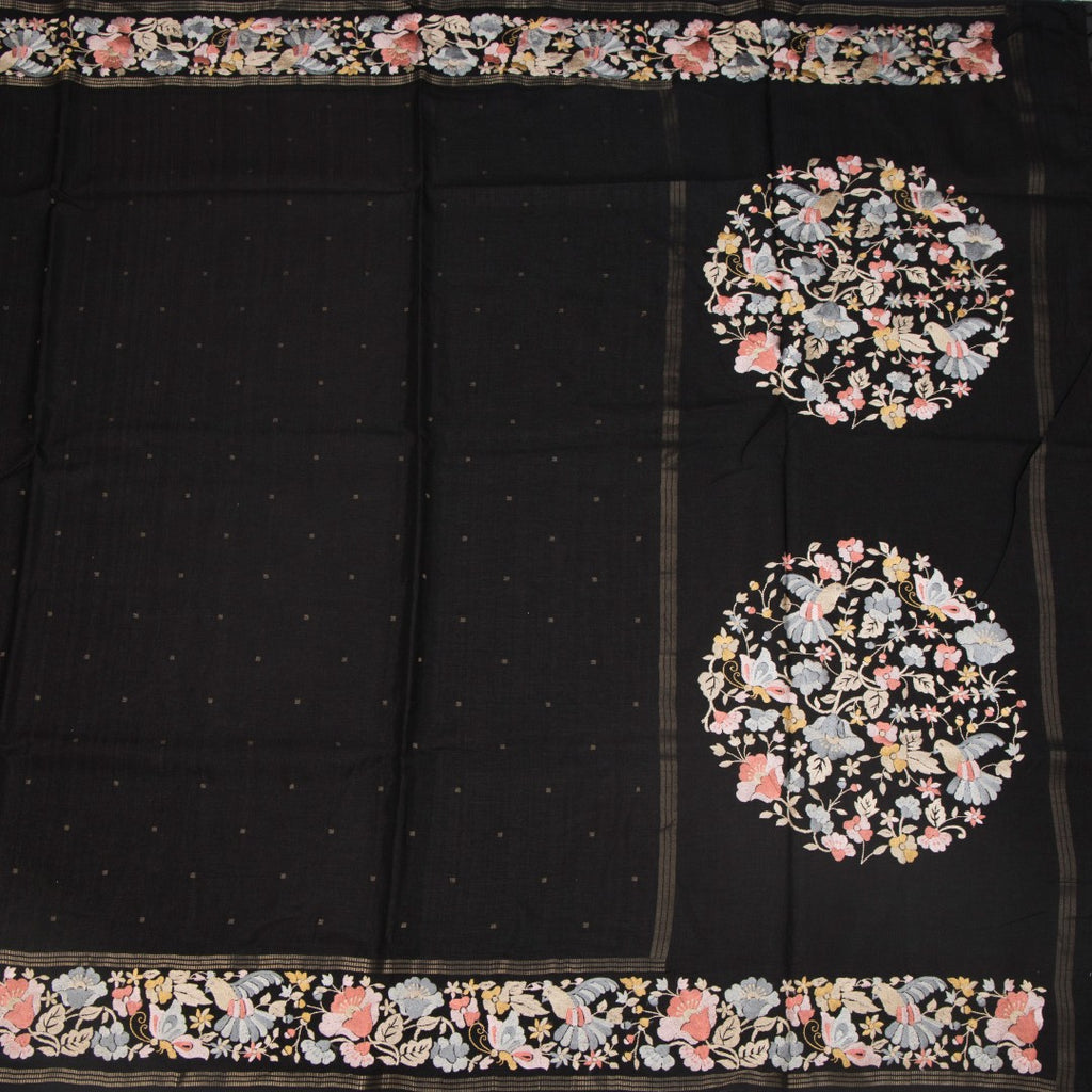 RTSR42270-2-Raw-Silk-Black-Saree-With-Zari-Buttas-And-Thread-Border-full-veiw