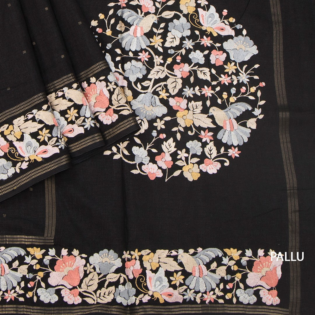 RTSR42270-3-Raw-Silk-Black-Saree-With-Zari-Buttas-And-Thread-Border-pallu