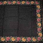 RTSR42275-2-Raw-Silk-Black-Zari-Stripes-Saree-And-Floral-Thread-Border-full-veiw