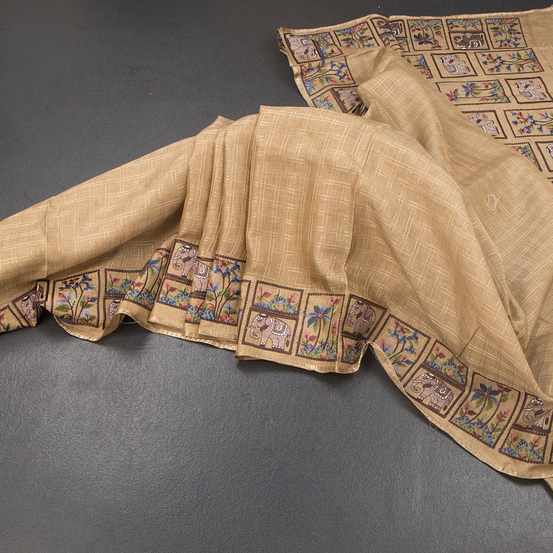 RTSR42299-Raw-Silk-Light-Brown-Zari-Checked-Saree-And-Thread-Border-main