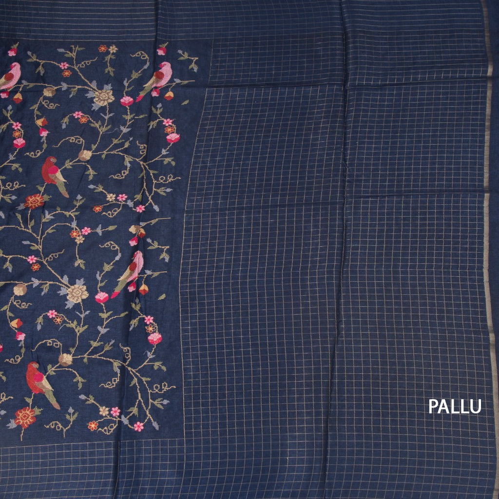 RTSR42305-2-Raw-Silk-Dark-Blue-Thread-Work-Saree-With-Birds-Design-pallu