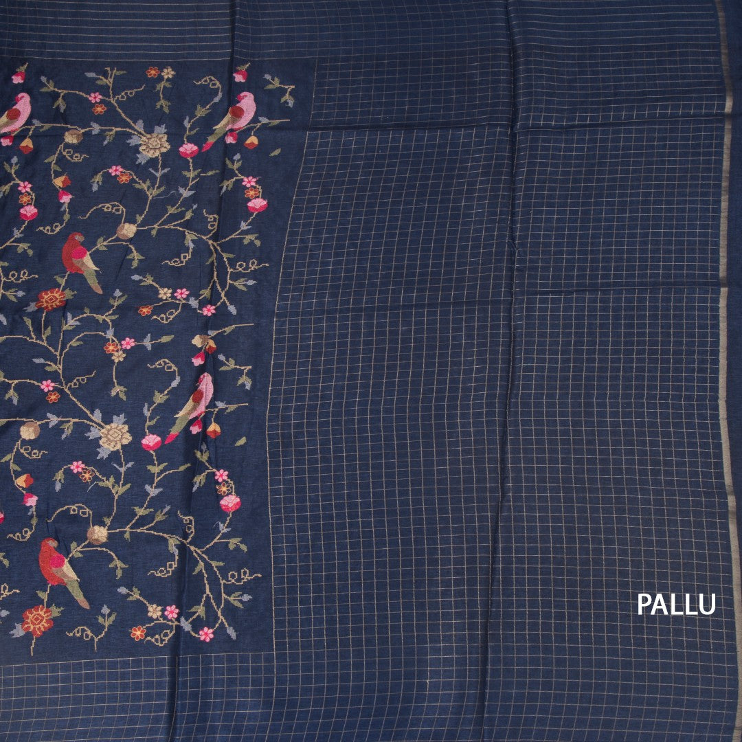 RTSR42305-2-Raw-Silk-Dark-Blue-Thread-Work-Saree-With-Birds-Design-pallu