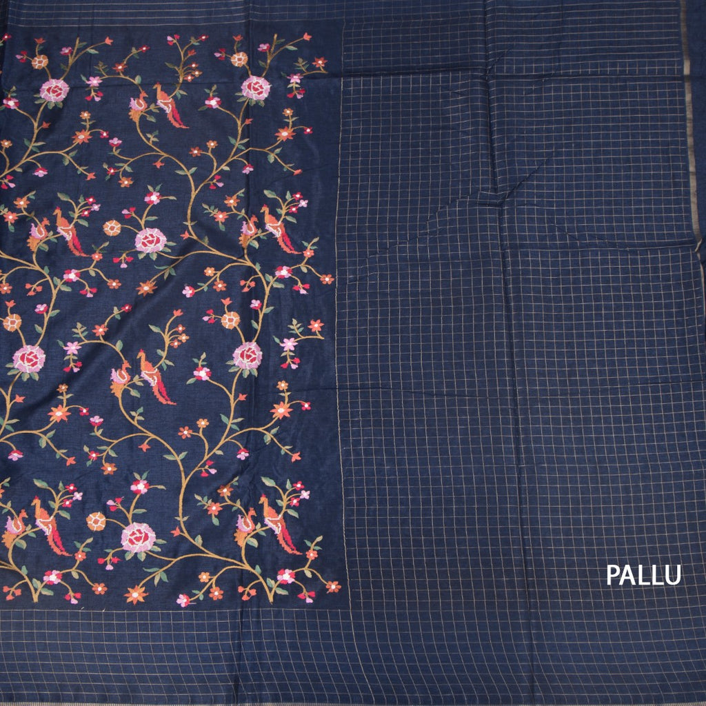 RTSR42313-2-Raw-Silk-Dark-Blue-Thread-Work-Saree-With-Birds-Design-02-pallu