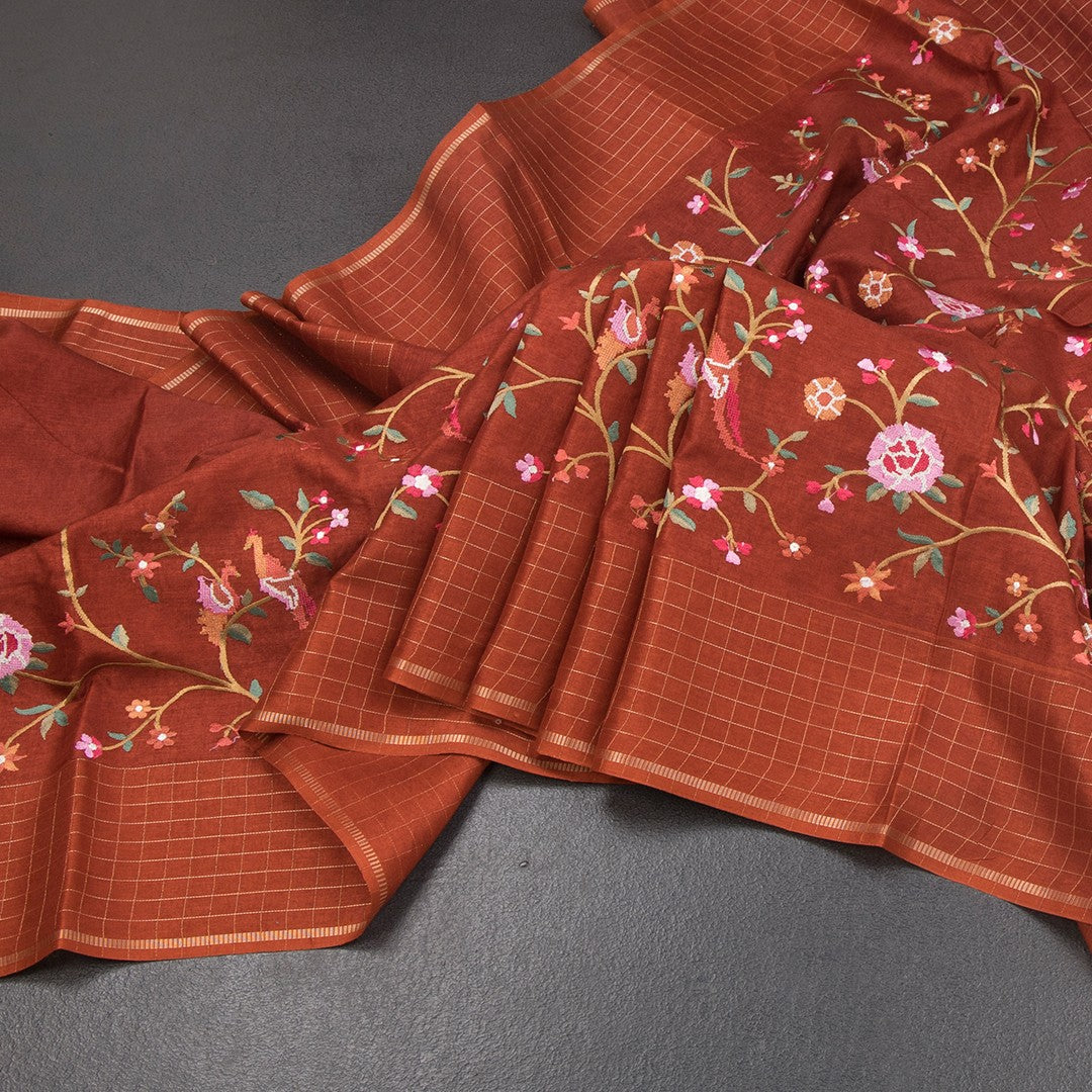 RTSR42314-Raw-Silk-Rust-Brown-Thread-Work-Saree-With-Birds-Design-02-main