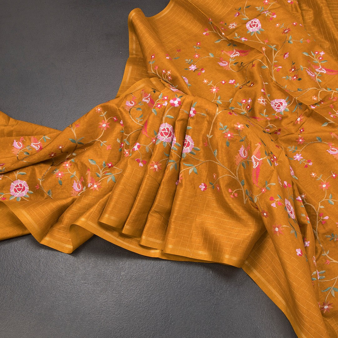 RTSR42315-Raw-Silk-Mango-Yellow-Thread-Work-Saree-With-Birds-Design-main