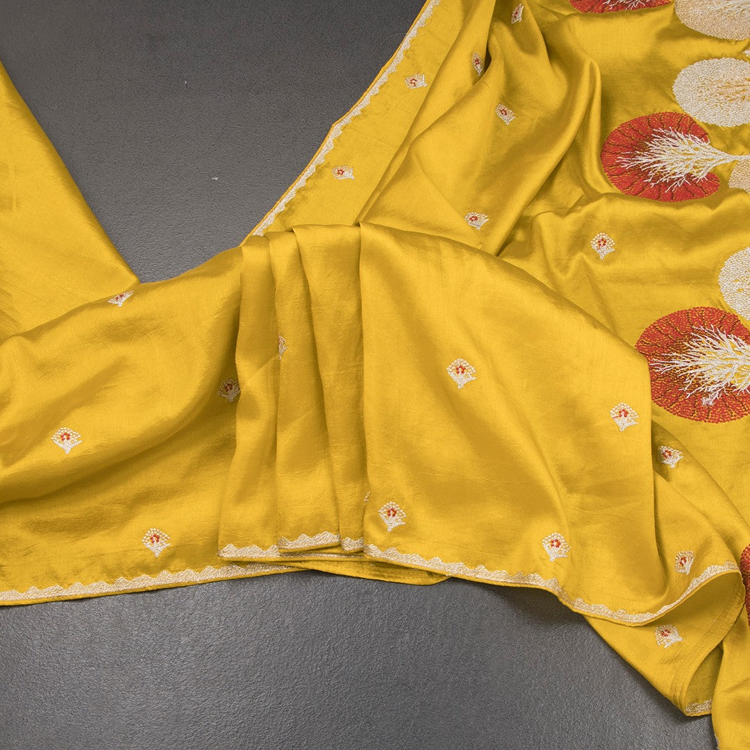 RTSR42320-Raw-Silk-Mustard-Yellow-Floral-Zari-Worked-Saree-main