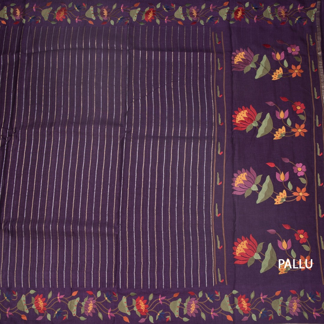 RTSR42321-2-Raw-Silk-Dark-Purple-Zari-Stripes-Saree-And-Thread-Border-02-pallu