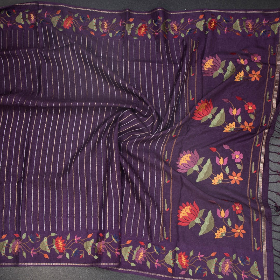 RTSR42321-4-Raw-Silk-Dark-Purple-Zari-Stripes-Saree-And-Thread-Border-02-crush