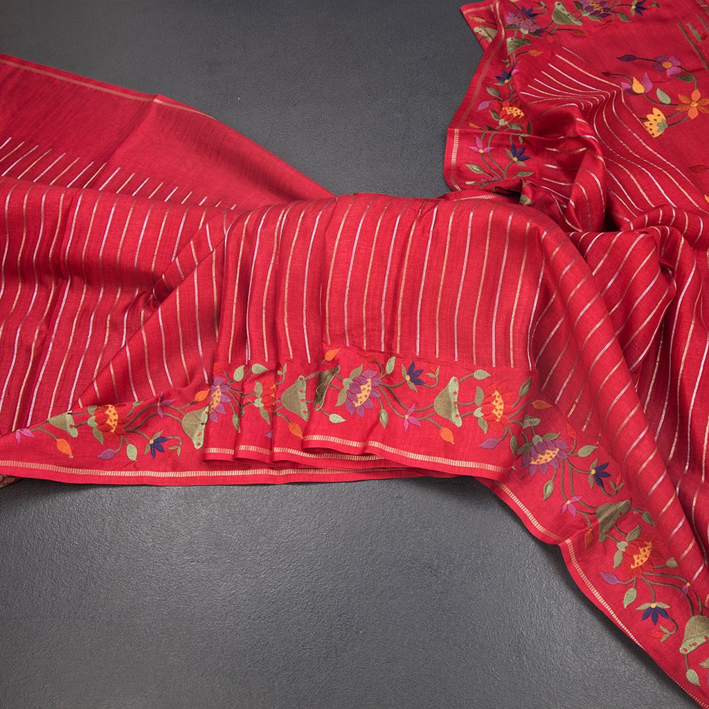 RTSR42322-Raw-Silk-Red-Zari-Stripes-Saree-And-Thread-Border-02-main