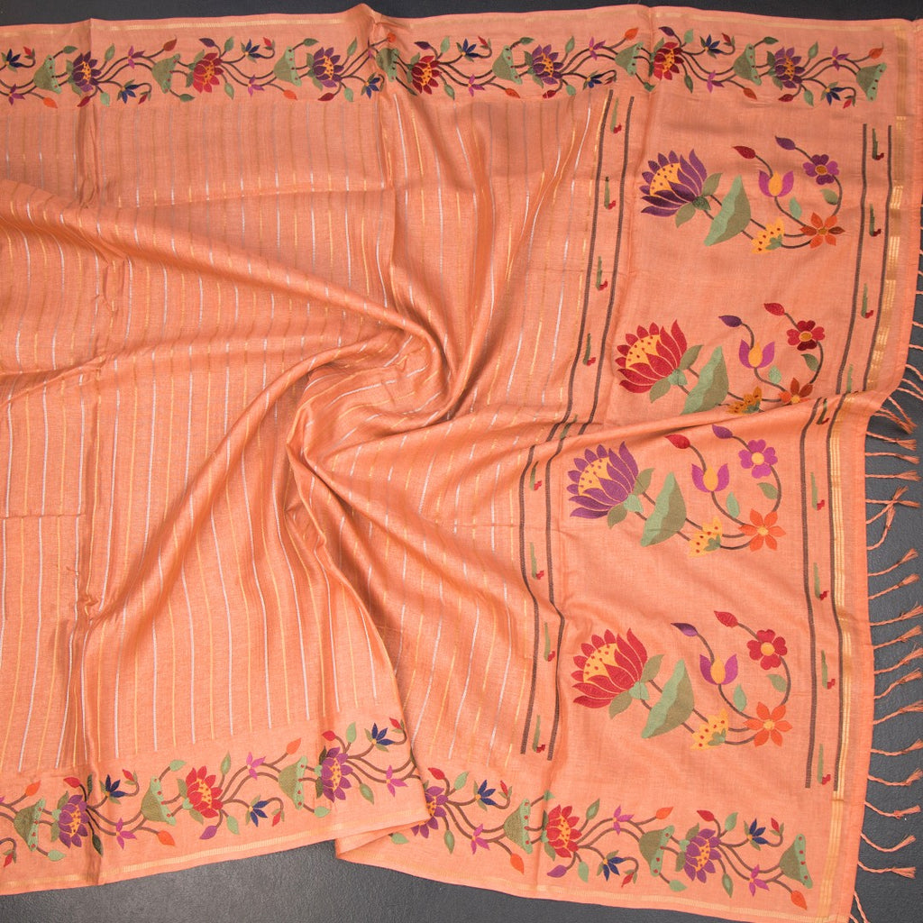 RTSR42326-4-Raw-Silk-Peach-Zari-Stripes-Saree-And-Thread-Border-03-crush