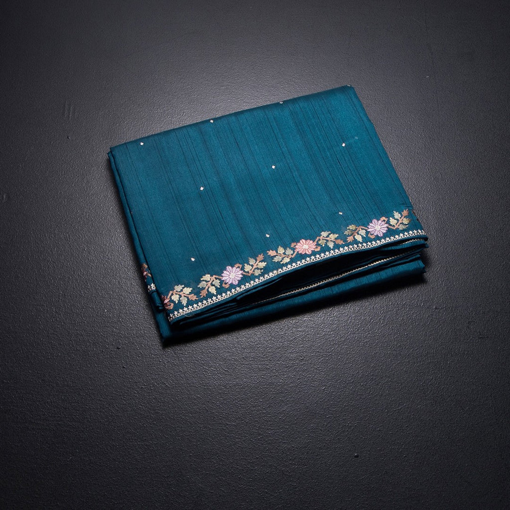 RTSR42330-1-Raw-Silk-Peacock-Blue-Saree-With-Zari-buttas-And-Thread-Border-fold
