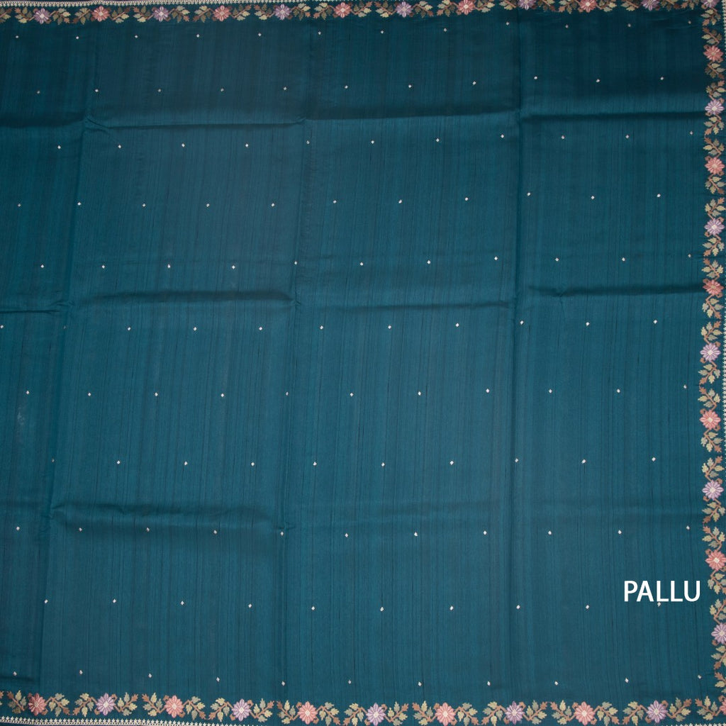 RTSR42330-2-Raw-Silk-Peacock-Blue-Saree-With-Zari-buttas-And-Thread-Border-pallu