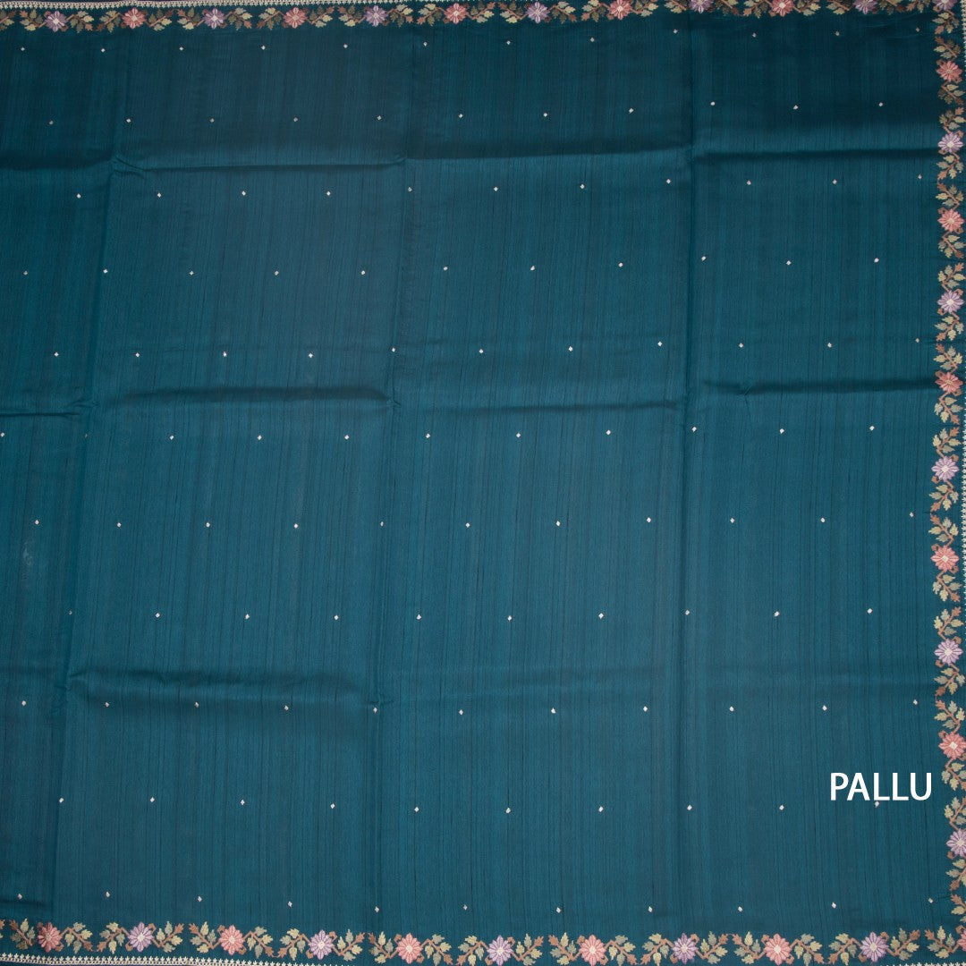 RTSR42330-2-Raw-Silk-Peacock-Blue-Saree-With-Zari-buttas-And-Thread-Border-pallu