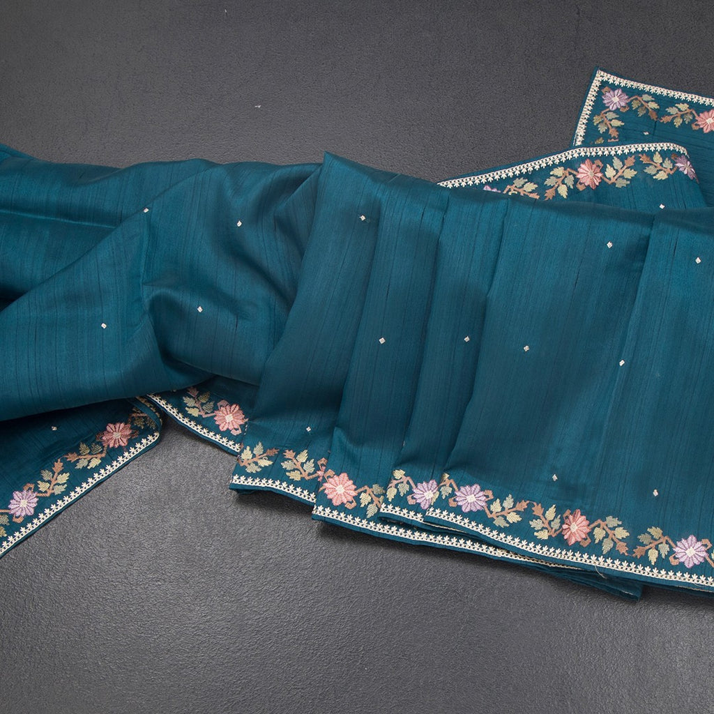 RTSR42330-Raw-Silk-Peacock-Blue-Saree-With-Zari-buttas-And-Thread-Border-main