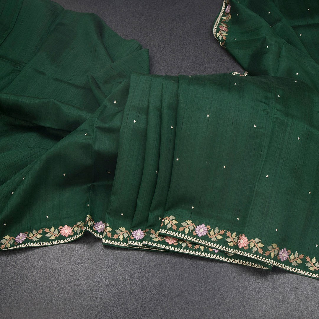 RTSR42331-Raw-Silk-Dark-Green-Saree-With-Zari-buttas-And-Thread-Border-main