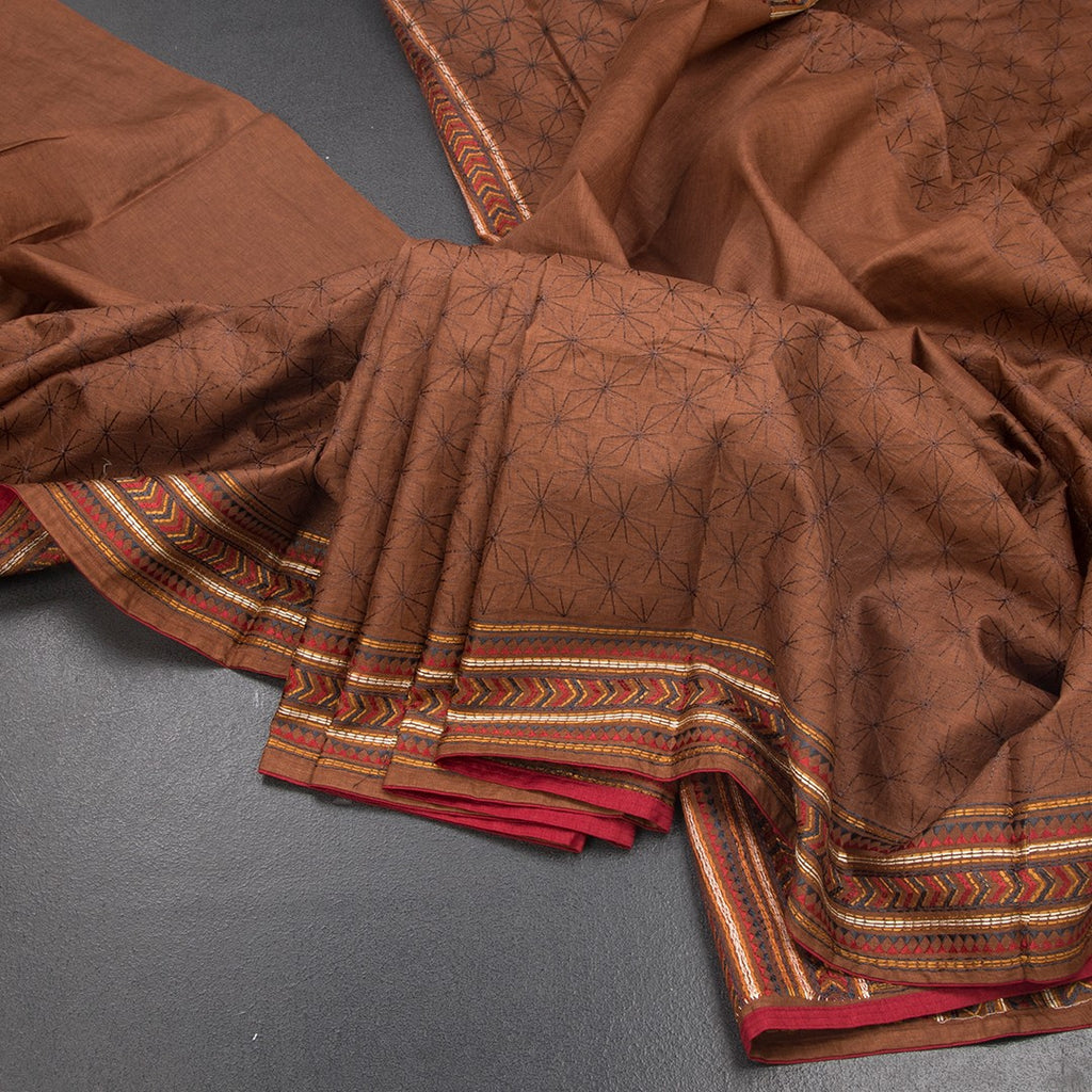 RTSR42366-Raw-Silk-Cinnamon-Brown-Thread-Work-Saree-main