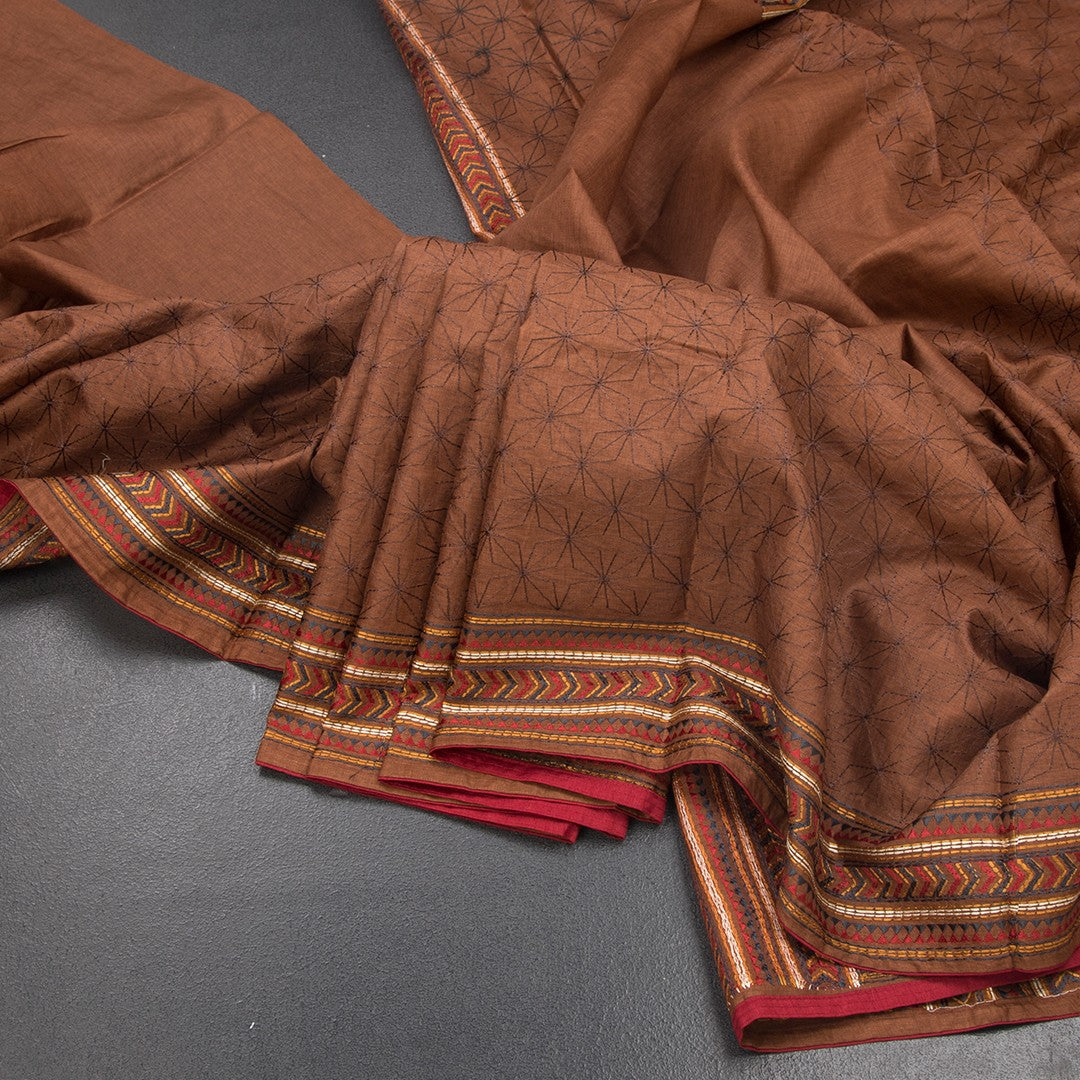 RTSR42366-Raw-Silk-Cinnamon-Brown-Thread-Work-Saree-main