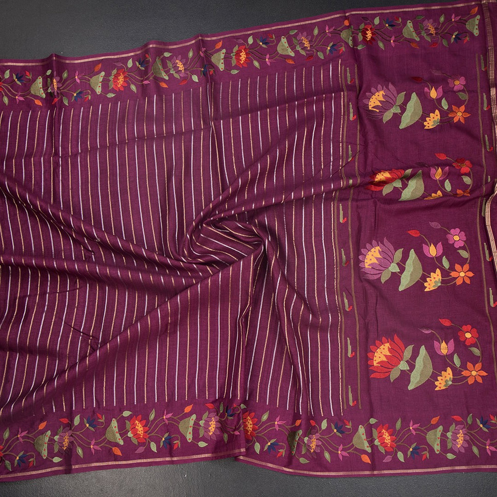 RTSR42380-4-Raw-Silk-Purple-Zari-Stripes-Saree-And-Thread-Border-crush
