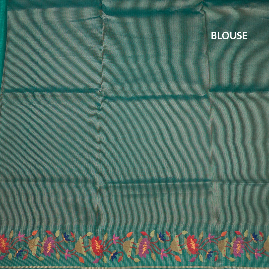 RTSR42383-3-Raw-Silk-Peacock-Green-Zari-Stripes-Saree-And-Thread-Border-blouse