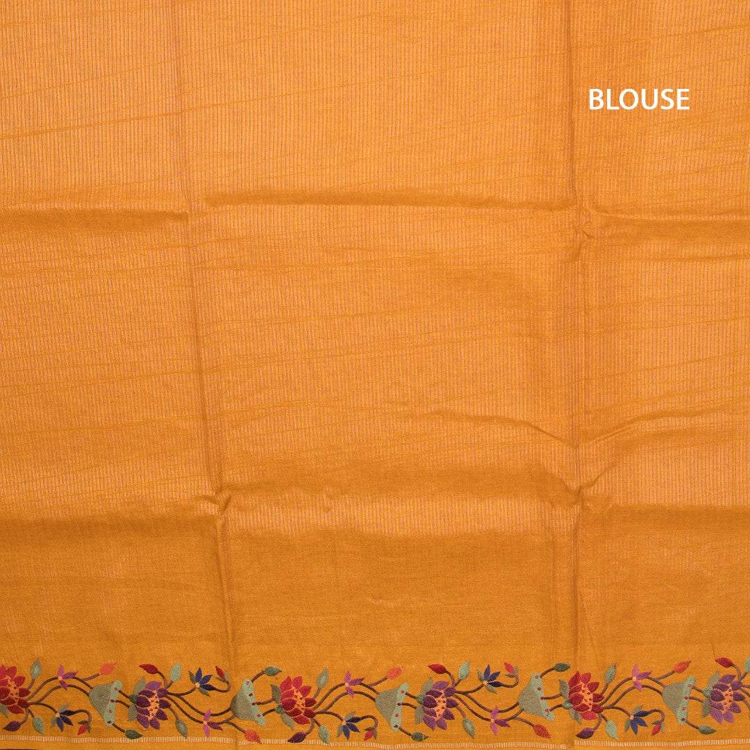 RTSR42384-3-Raw-Silk-Mango-Yellow-Zari-Stripes-Saree-And-Thread-Border-blouse