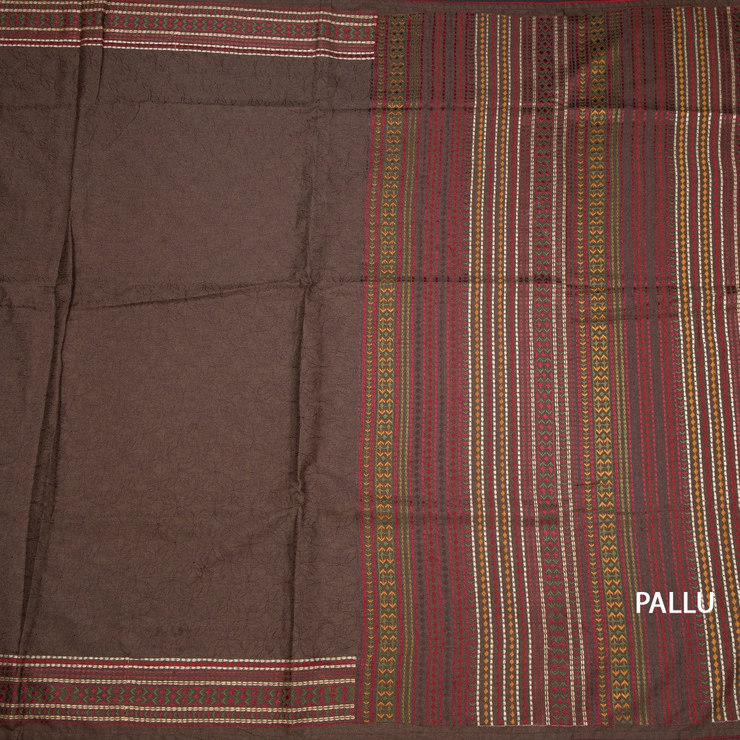RTSR42389-2-Raw-Silk-Dark-Brown-Thread-Work-Saree-pallu