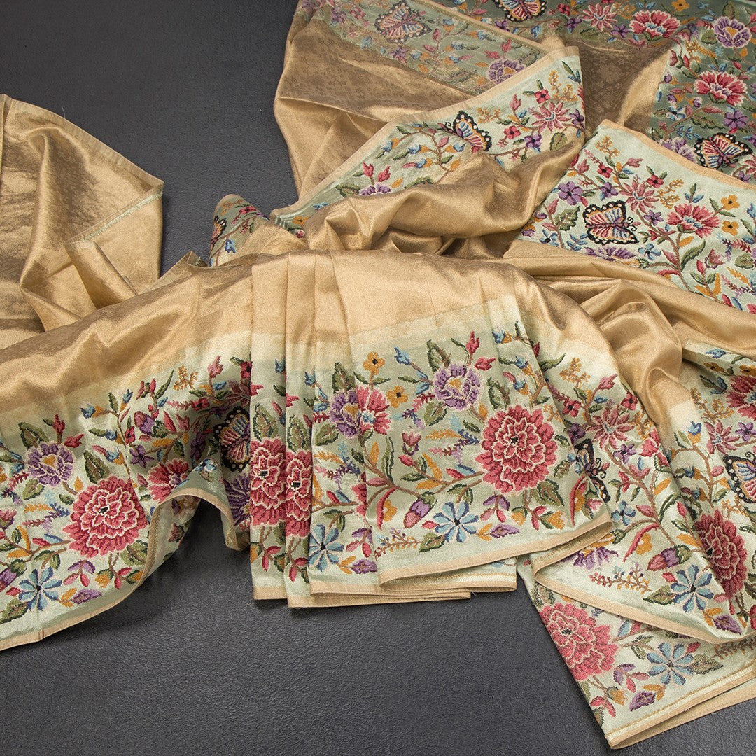 RTSR42391-Tissue-Gold-Saree-With-Floral-Thread-Border-main