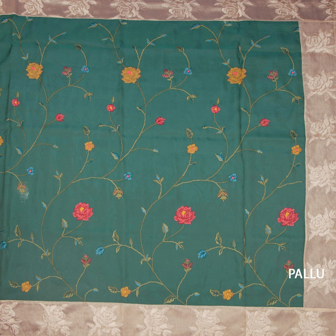 RTSR42454-2-Organza-Jade-Green-Floral-Thread-Work-Saree-pallu