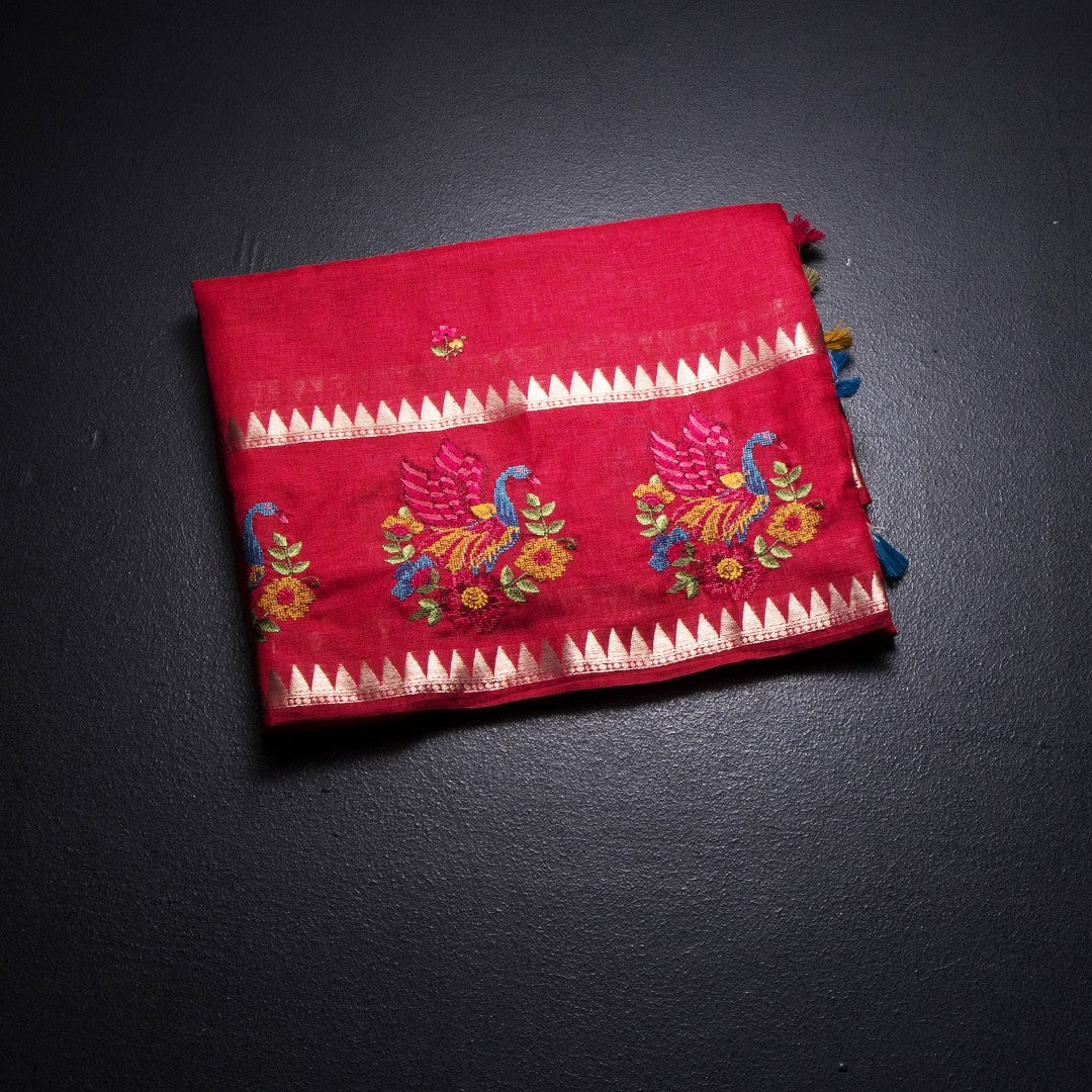 RTSR42459-1-Raw-Silk-Reddish-Pink-Thread-Work-Saree-fold