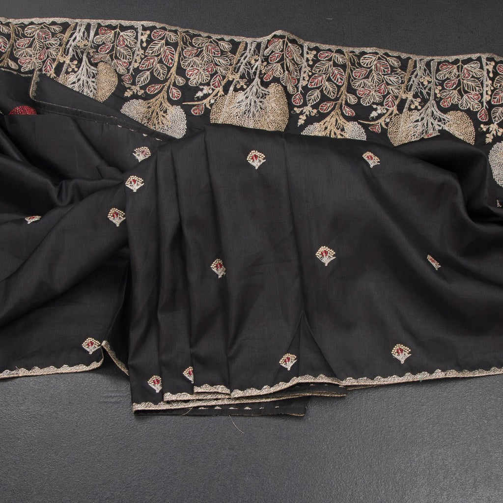 RTSR42468-Raw-Silk-Black-Floral-Zari-Worked-Saree-main