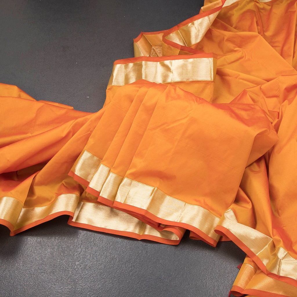 SMLSR42083-Semi-Silk-Mango-Yellow-Plain-Saree-And-Zari-Border-main