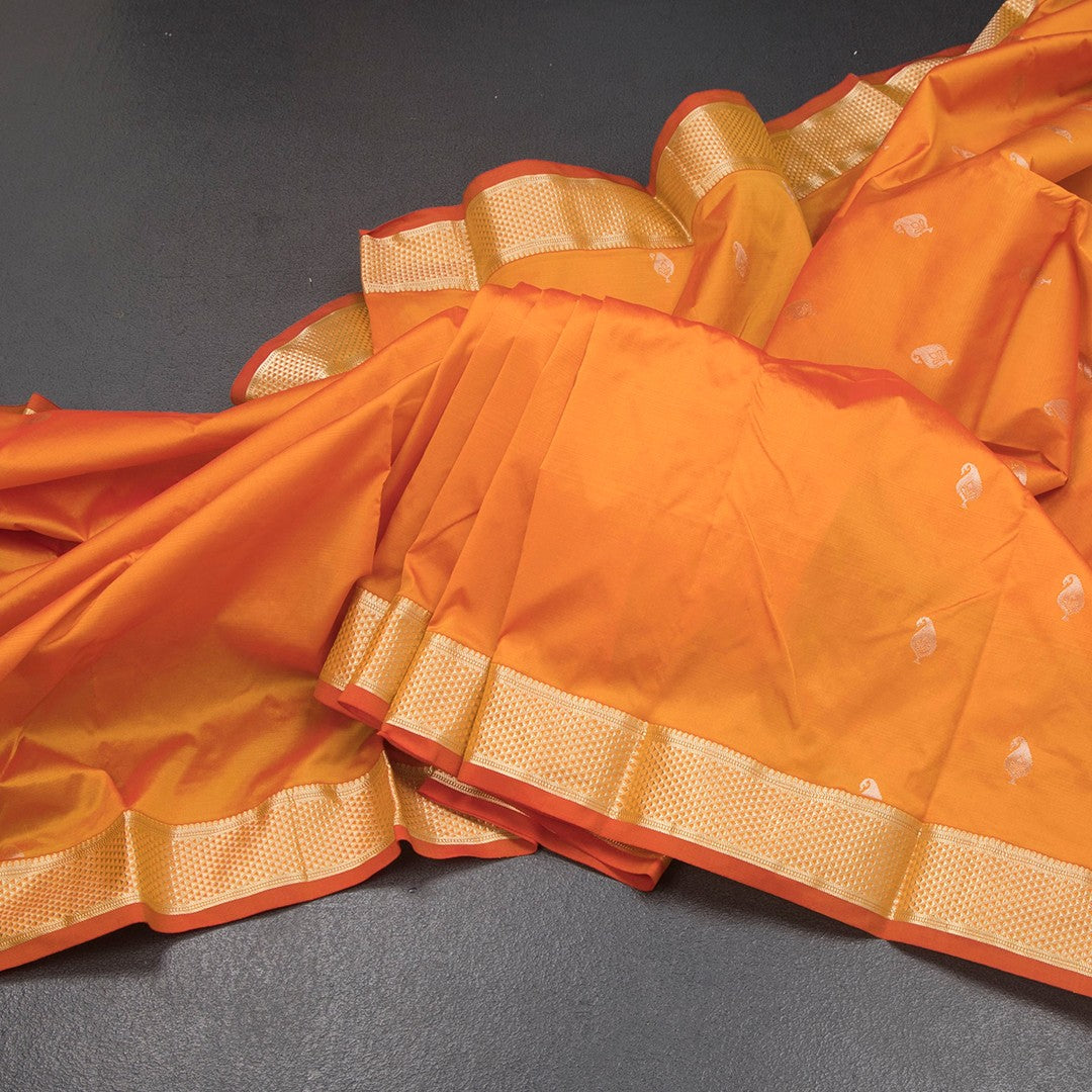 SMLSR42084-Semi-Silk-Mango-Yellow-Saree-With-Zari-Buttas-main
