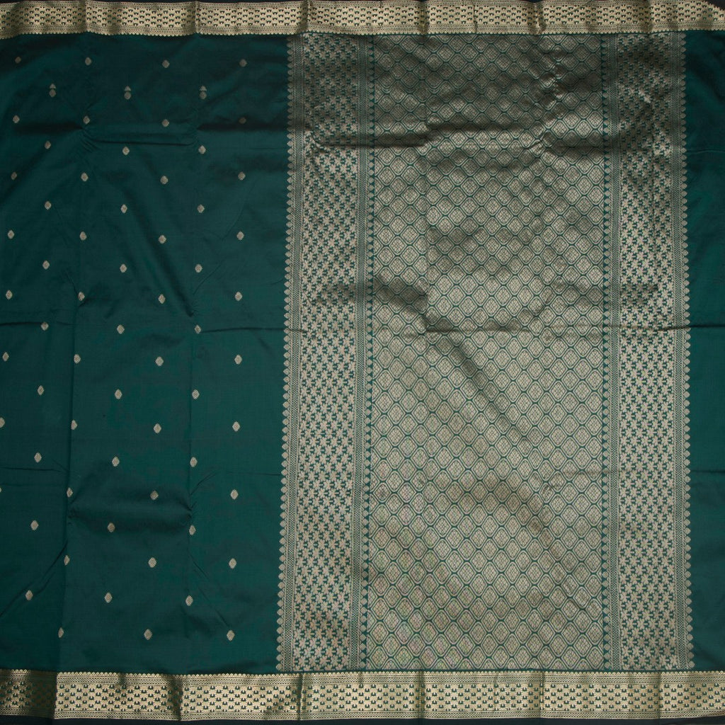 SMLSR42085-2-Semi-Silk-Dark-Green-Saree-With-Zari-Buttas-full-veiw