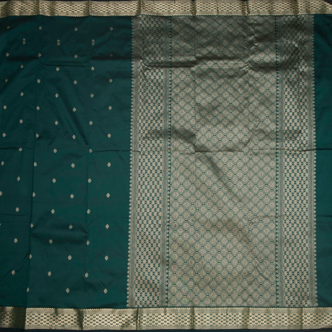 SMLSR42085-2-Semi-Silk-Dark-Green-Saree-With-Zari-Buttas-full-veiw