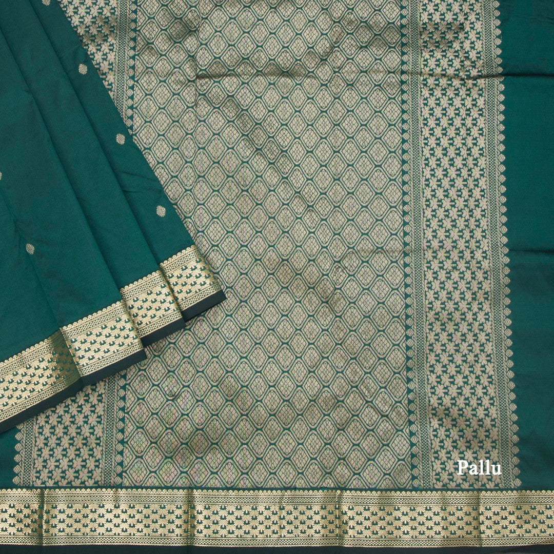 SMLSR42085-3-Semi-Silk-Dark-Green-Saree-With-Zari-Buttas-pallu