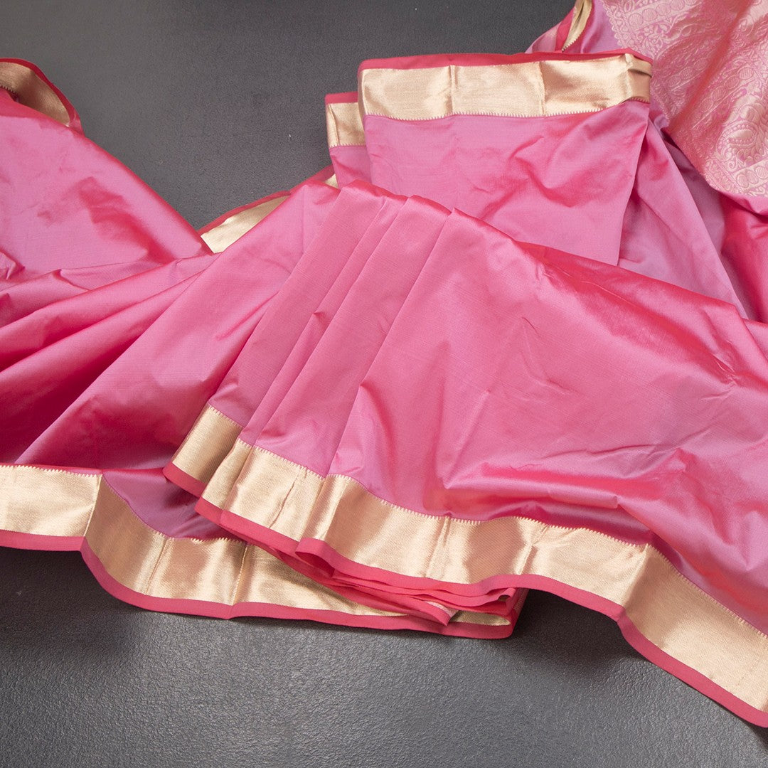 SMLSR42086-Semi-Silk-Taffy-Pink-Plain-Saree-And-Zari-Border-main