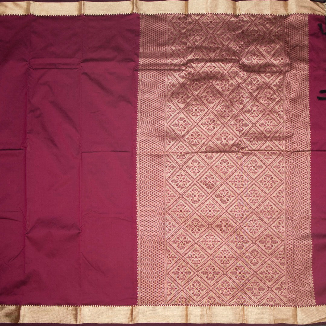 SMLSR42089-2-Semi-Silk-Maroon-Plain-Saree-And-Zari-Border-full-veiw