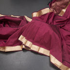 SMLSR42089-Semi-Silk-Maroon-Plain-Saree-And-Zari-Border-main