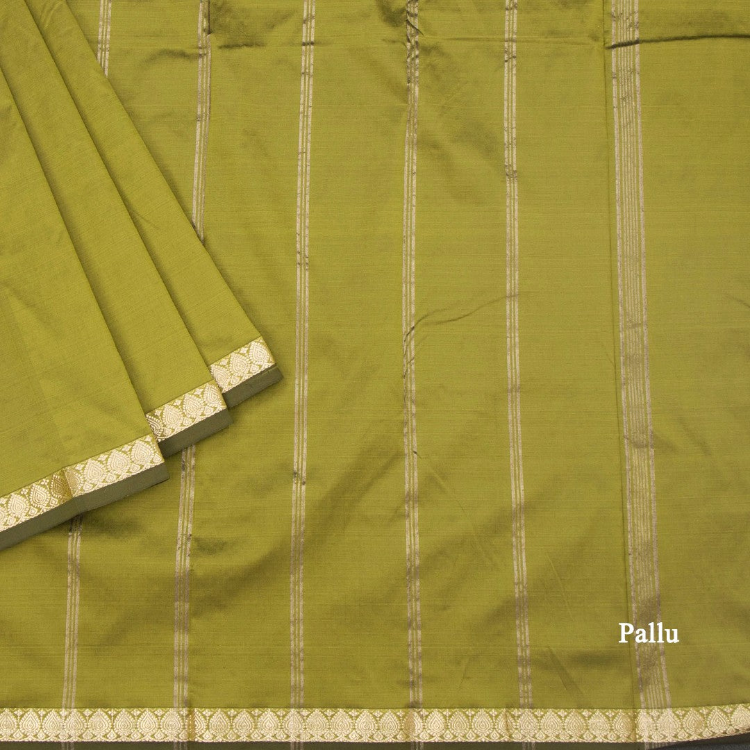 SMLSR42090-3-Semi-Silk-Olive-Green-Plain-Saree-And-Zari-Border-pallu