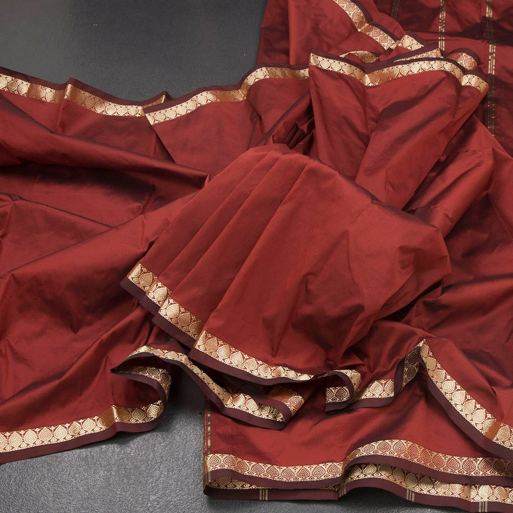SMLSR42091-Semi-Silk-Maroon-Plain-Saree-And-Zari-Border-02-main