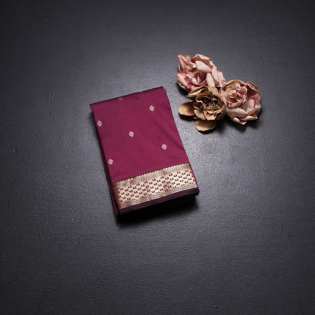 SMLSR42092-1-Semi-Silk-Maroon-Saree-With-Zari-Buttas-fold