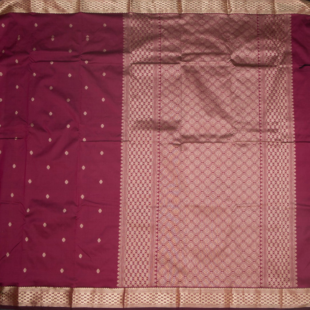SMLSR42092-2-Semi-Silk-Maroon-Saree-With-Zari-Buttas-full-veiw