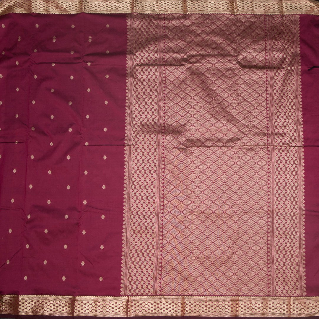 SMLSR42092-2-Semi-Silk-Maroon-Saree-With-Zari-Buttas-full-veiw