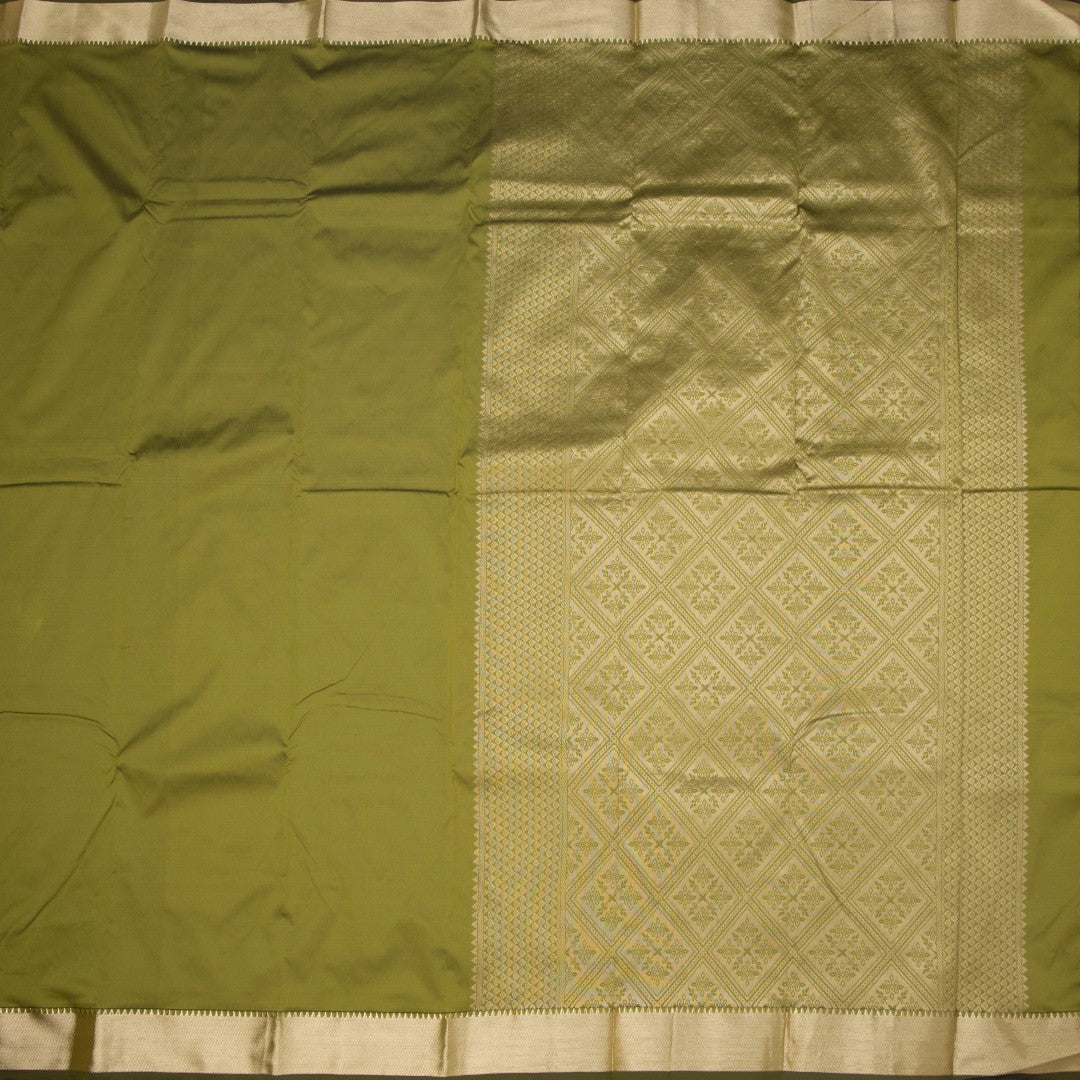 SMLSR42094-2-Semi-Silk-Olive-Green-Plain-Saree-And-Zari-Border-02-full-veiw