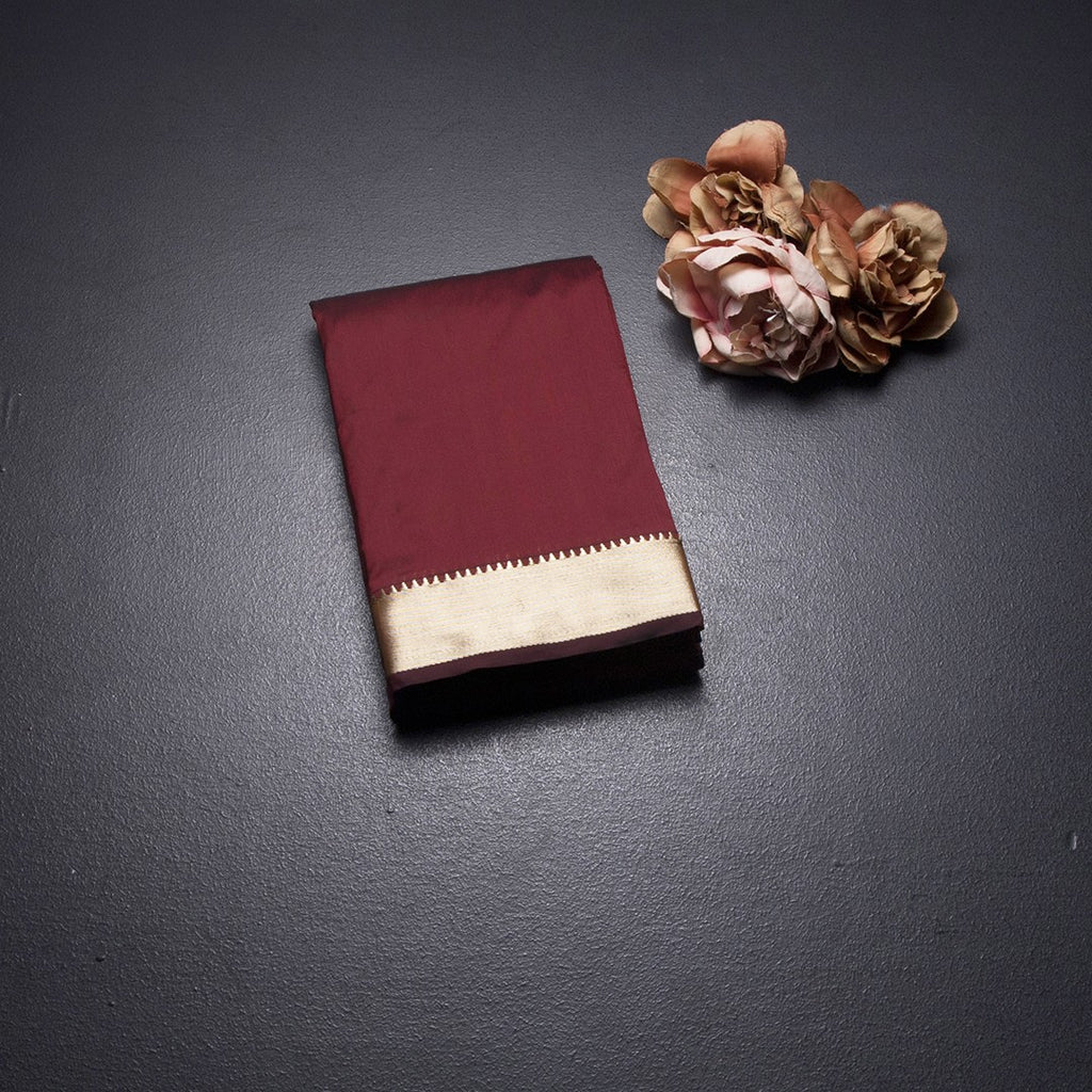 SMLSR42109-1-Semi-Silk-Plain-Maroon-Saree-And-Zari-Border-fold