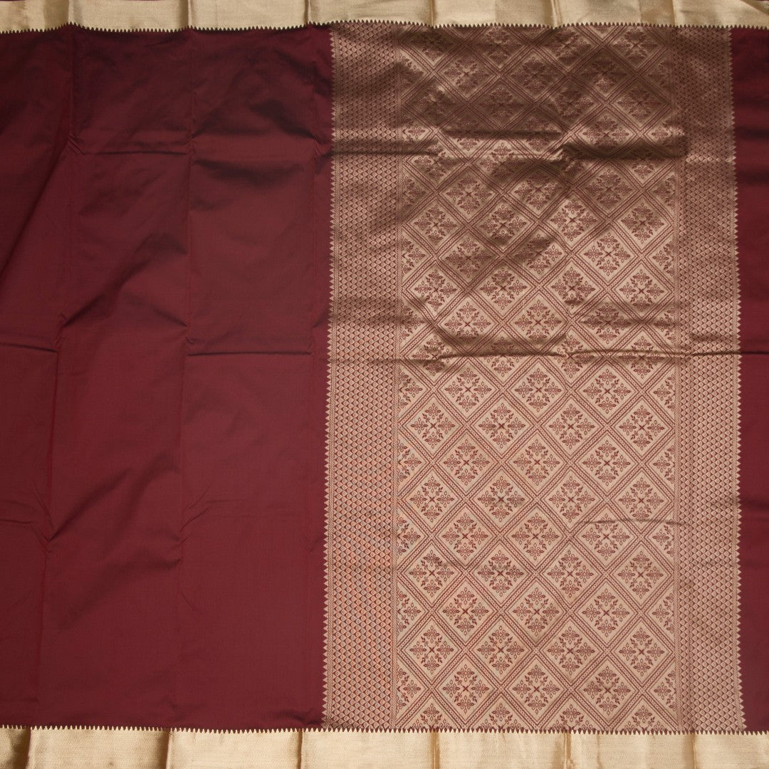 SMLSR42109-2-Semi-Silk-Plain-Maroon-Saree-And-Zari-Border-full-veiw