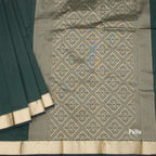SMLSR42110-3-Semi-Silk-Plain-Dark-Green-Saree-And-Zari-Border-pallu