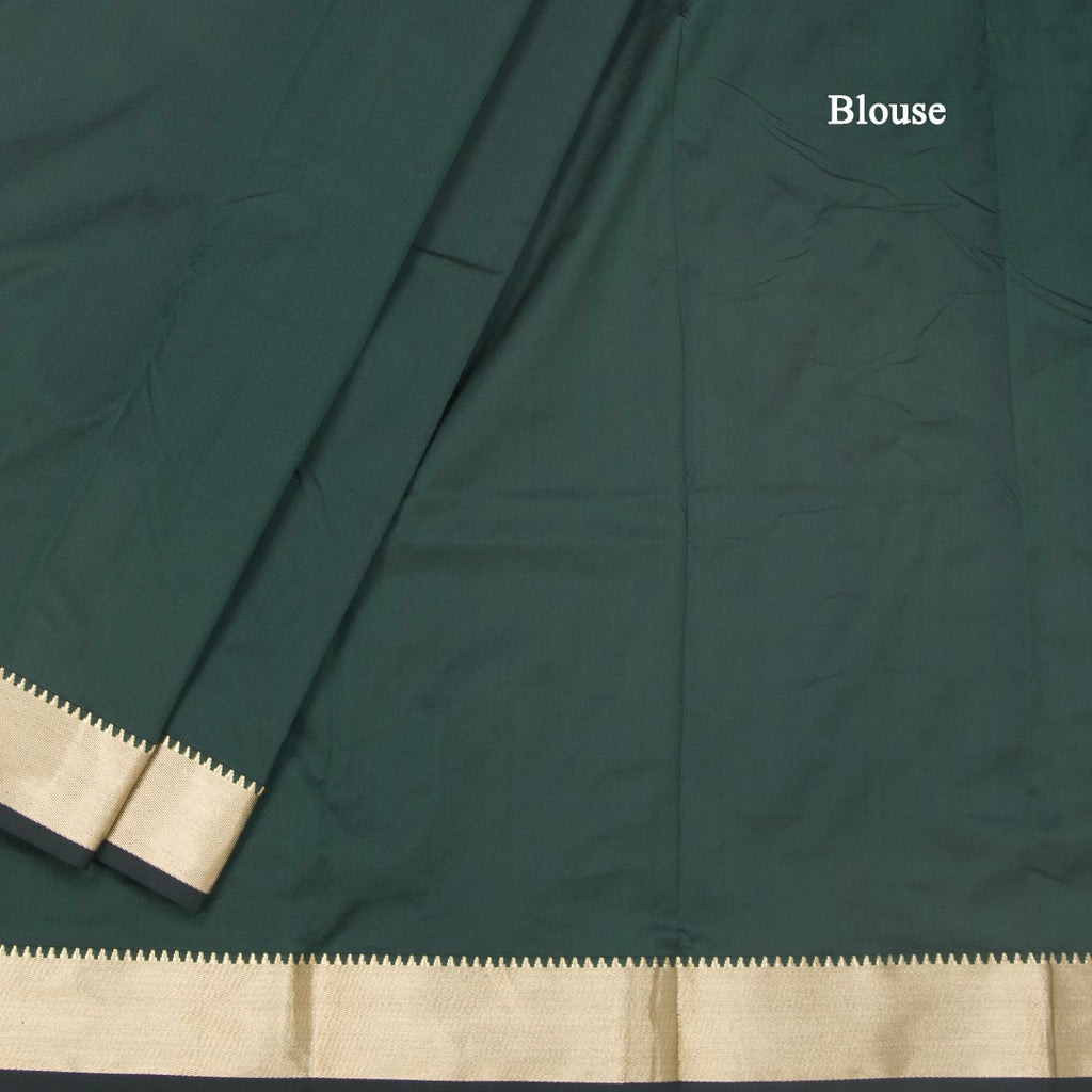 SMLSR42110-4-Semi-Silk-Plain-Dark-Green-Saree-And-Zari-Border-blouse