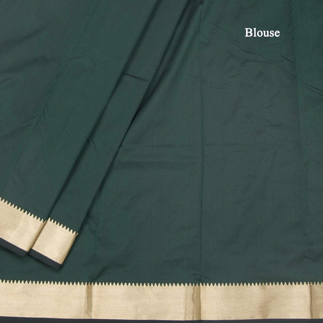 SMLSR42110-4-Semi-Silk-Plain-Dark-Green-Saree-And-Zari-Border-blouse