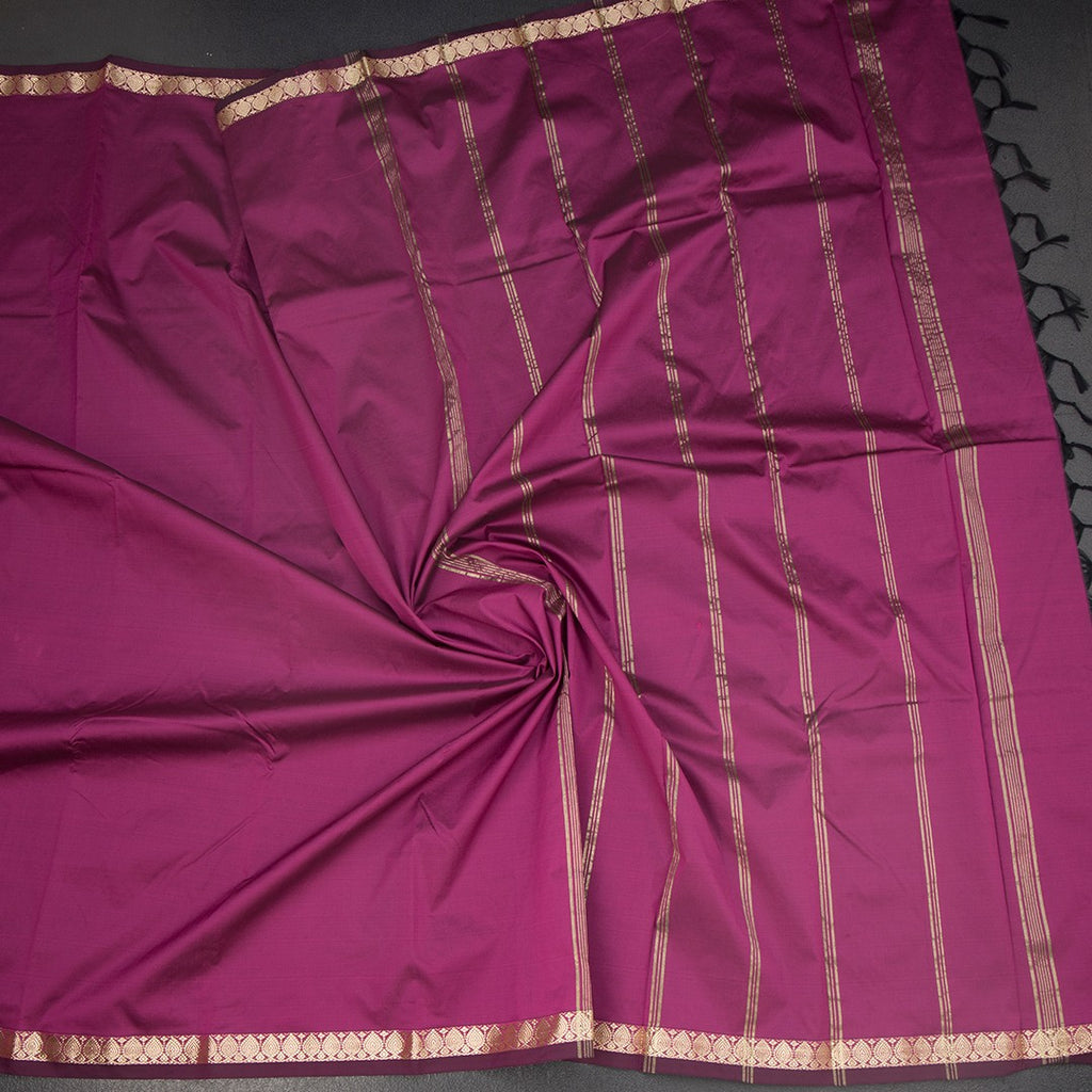 SMLSR42111-5-Semi-Silk-Plain-Dark-Pink-Saree-And-Zari-Border-crush